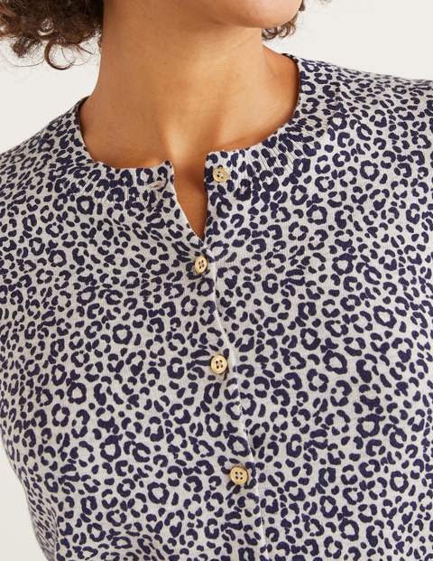 Eldon Cotton Crop Cardigan - French Navy Animal Eldon Cotton Crop Cardigan - French Navy Animal
