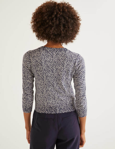 Eldon Cotton Crop Cardigan - French Navy Animal Eldon Cotton Crop Cardigan - French Navy Animal