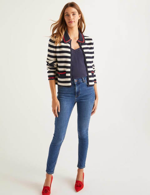 Kendal Knitted Cardigan - Ivory/Navy Stripe Kendal Knitted Cardigan - Ivory/Navy Stripe