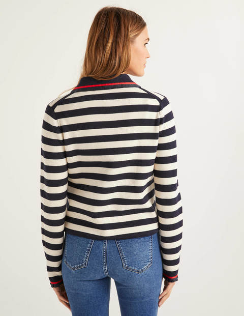 Kendal Knitted Cardigan - Ivory/Navy Stripe Kendal Knitted Cardigan - Ivory/Navy Stripe