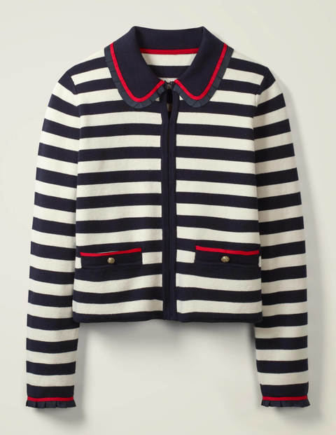 Kendal Knitted Cardigan - Ivory/Navy Stripe Kendal Knitted Cardigan - Ivory/Navy Stripe