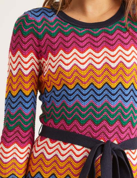 Powis Pointelle-Strickkleid - Bunt, Gestreift Powis Pointelle-Strickkleid - Bunt, Gestreift