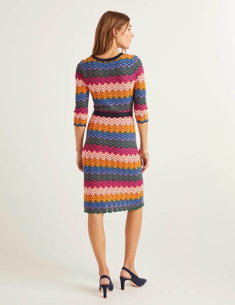 Powis Pointelle-Strickkleid - Bunt, Gestreift Powis Pointelle-Strickkleid - Bunt, Gestreift