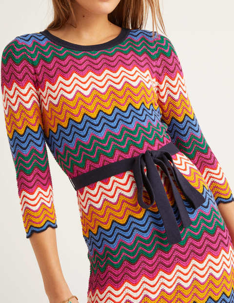 Powis Pointelle-Strickkleid - Bunt, Gestreift Powis Pointelle-Strickkleid - Bunt, Gestreift