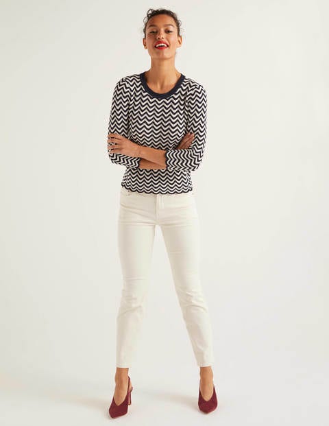 Powis Pointelle Sweater - Navy/Ivory Stripe Powis Pointelle Sweater - Navy/Ivory Stripe