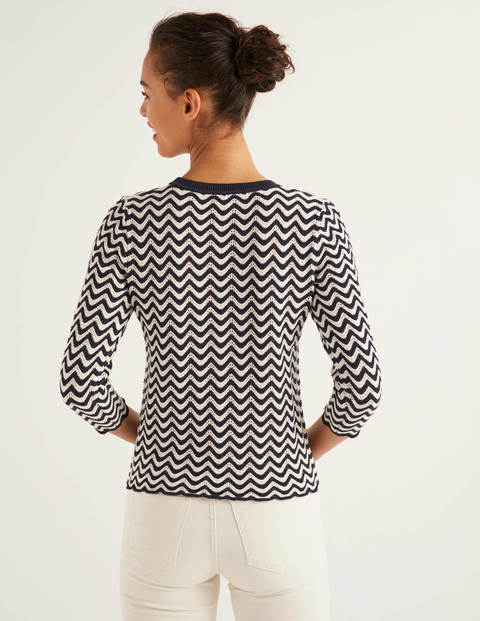 Powis Pointelle Sweater - Navy/Ivory Stripe Powis Pointelle Sweater - Navy/Ivory Stripe