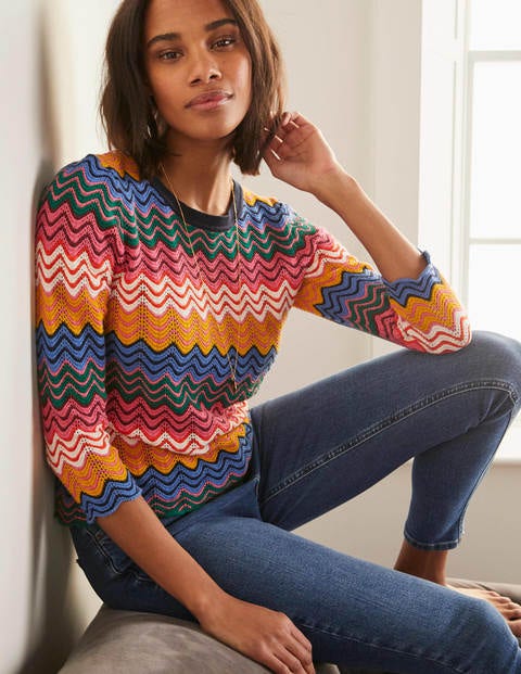 Powis Pointelle Jumper - Multi Stripe Powis Pointelle Jumper - Multi Stripe