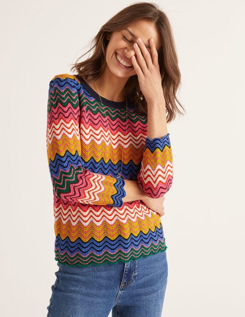 Powis Pointelle Jumper - Multi Stripe Powis Pointelle Jumper - Multi Stripe