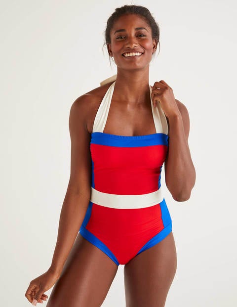 red halterneck swimsuit