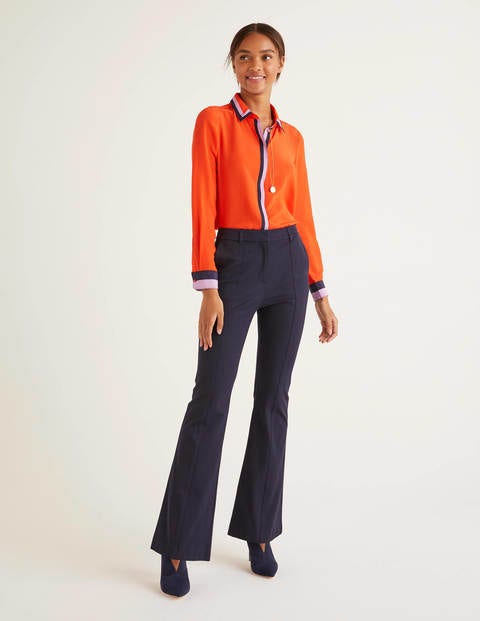 Bath Bi-Stretch Flare Trousers - Navy Bath Bi-Stretch Flare Trousers - Navy
