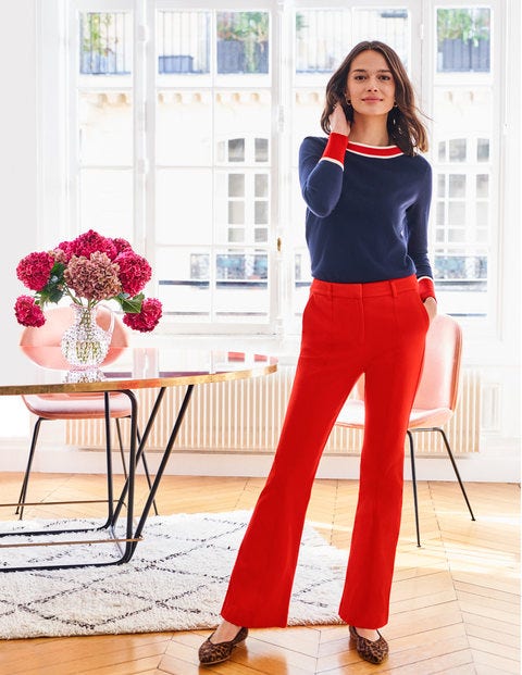 stretch flare trousers