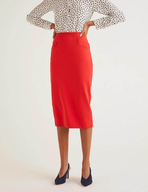 Sedley Topstitch Pencil Skirt - Postbox Red/Navy Sedley Topstitch Pencil Skirt - Postbox Red/Navy