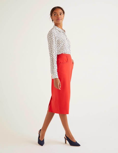 Sedley Topstitch Pencil Skirt - Postbox Red/Navy Sedley Topstitch Pencil Skirt - Postbox Red/Navy