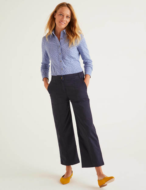 Daisy Cropped Chino Trousers - Navy Daisy Cropped Chino Trousers - Navy