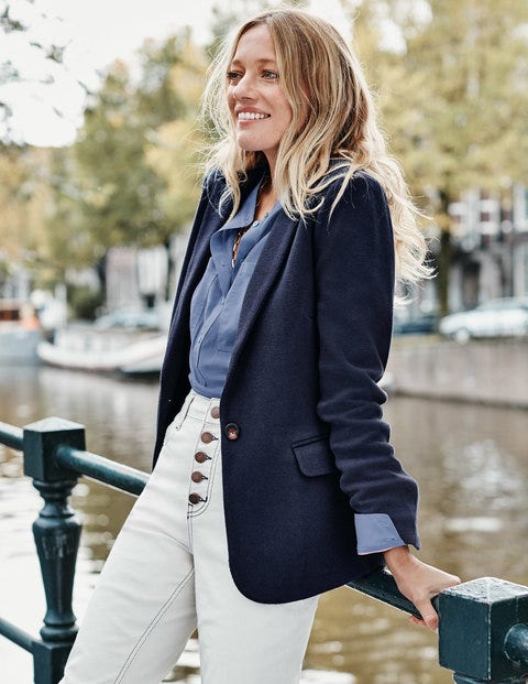 navy blue jersey blazer