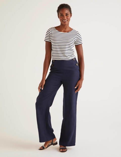 Falmouth Linen Trousers - Navy Falmouth Linen Trousers - Navy