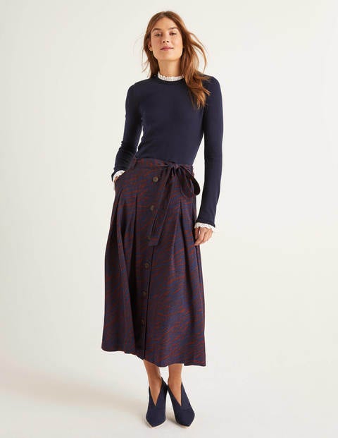 Lennox Button Skirt - Maroon, Zebra Spot Lennox Button Skirt - Maroon, Zebra Spot