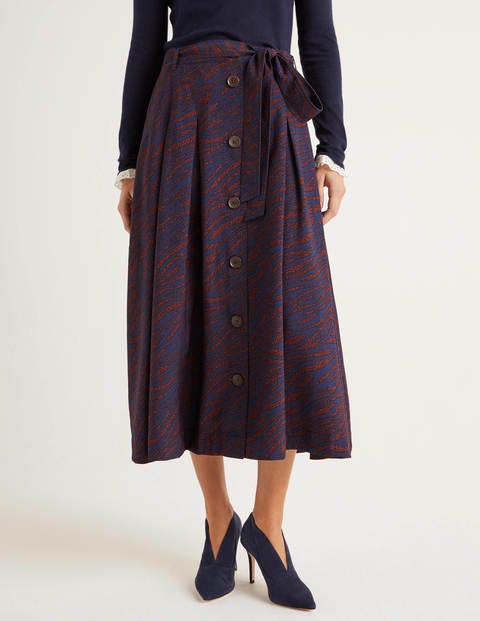 Lennox Button Skirt - Maroon, Zebra Spot Lennox Button Skirt - Maroon, Zebra Spot