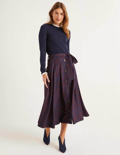 Lennox Button Skirt - Maroon, Zebra Spot Lennox Button Skirt - Maroon, Zebra Spot