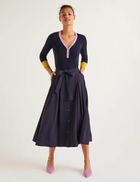 Lennox Button Skirt - Navy Lennox Button Skirt - Navy