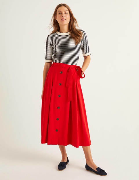 Lennox Button Skirt - Post Box Red Lennox Button Skirt - Post Box Red