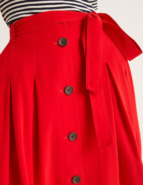 Lennox Button Skirt - Post Box Red Lennox Button Skirt - Post Box Red