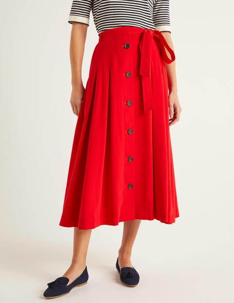 Lennox Button Skirt - Post Box Red Lennox Button Skirt - Post Box Red