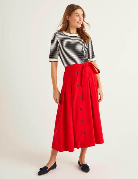 Lennox Button Skirt - Post Box Red Lennox Button Skirt - Post Box Red