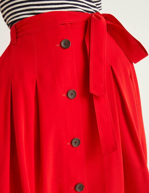 Lennox Button Skirt - Post Box Red Lennox Button Skirt - Post Box Red