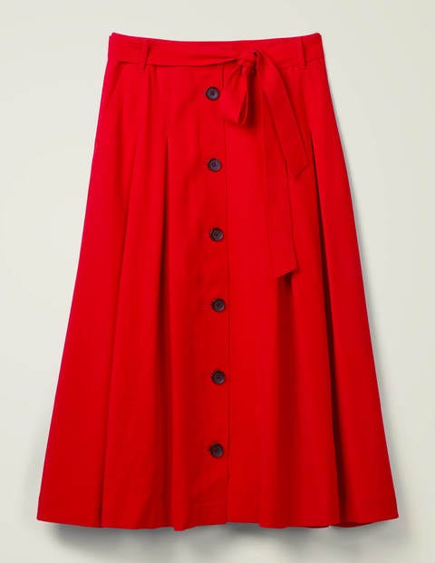 Lennox Button Skirt - Post Box Red Lennox Button Skirt - Post Box Red