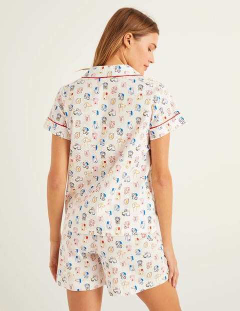 Phoebe Kurzärmliges Pyjamaoberteil - Naturweiß/Kräftiges Blau, Rufus Phoebe Kurzärmliges Pyjamaoberteil - Naturweiß/Kräftiges Blau, Rufus