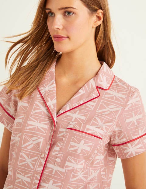 Phoebe Kurzärmliges Pyjamaoberteil - Milchshake, Flaggen Phoebe Kurzärmliges Pyjamaoberteil - Milchshake, Flaggen