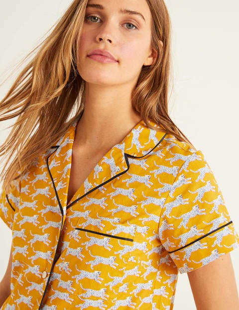 Phoebe Short Pj Shirt - Yellow, Spotted Cheetah Phoebe Short Pj Shirt - Yellow, Spotted Cheetah