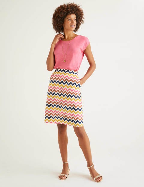 Francesca A-Line Skirt - Ivory, Chevron Stripe
