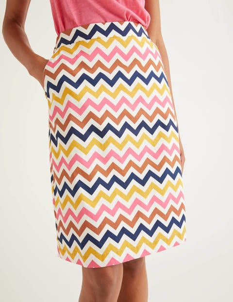 Francesca A-Line Skirt - Ivory, Chevron Stripe Francesca A-Line Skirt - Ivory, Chevron Stripe