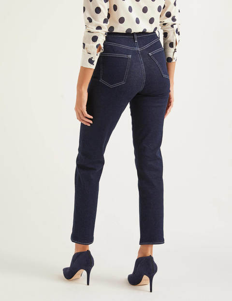 Gerade geschnittene Jeans mit Knopfleiste - Indigo/Naturweiß Gerade geschnittene Jeans mit Knopfleiste - Indigo/Naturweiß