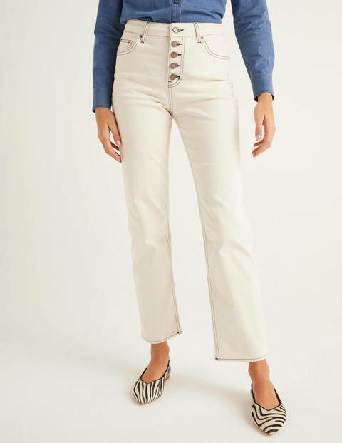 Straight Leg Jeans - Ecru/Navy Straight Leg Jeans - Ecru/Navy