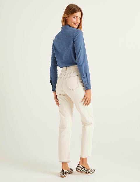 Straight Leg Jeans - Ecru/Navy Straight Leg Jeans - Ecru/Navy