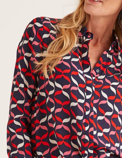 The Silk Shirt - Navy, Ribbons The Silk Shirt - Navy, Ribbons