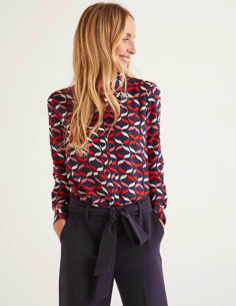 The Silk Shirt - Navy, Ribbons The Silk Shirt - Navy, Ribbons