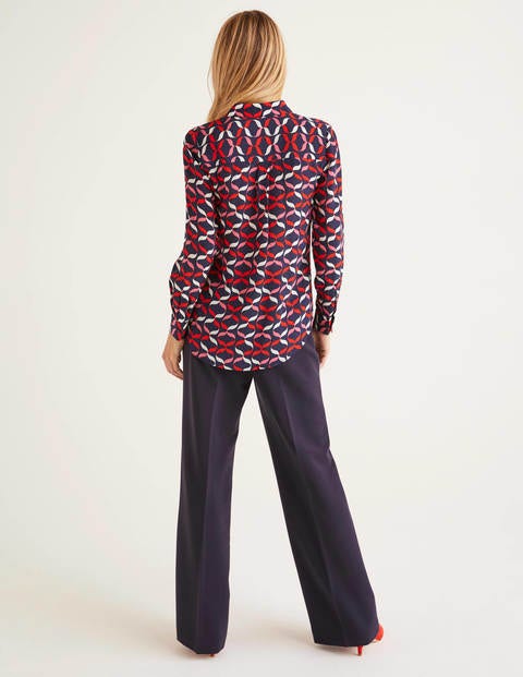 The Silk Shirt - Navy, Ribbons The Silk Shirt - Navy, Ribbons