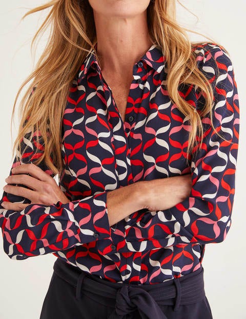 The Silk Shirt - Navy, Ribbons The Silk Shirt - Navy, Ribbons