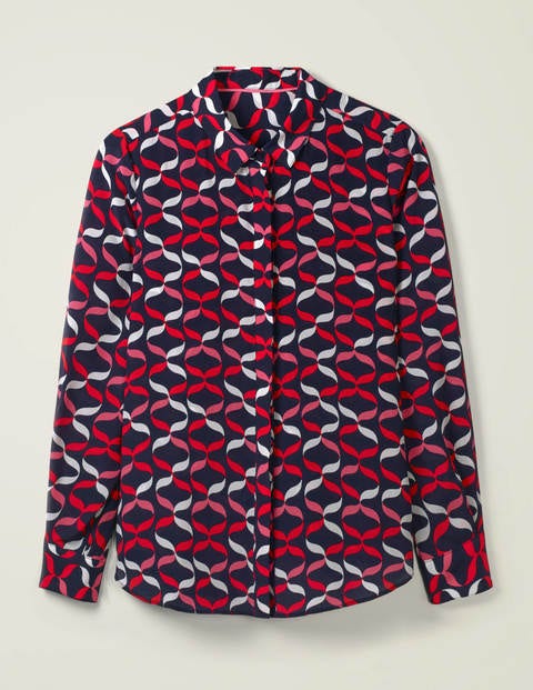 The Silk Shirt - Navy, Ribbons The Silk Shirt - Navy, Ribbons