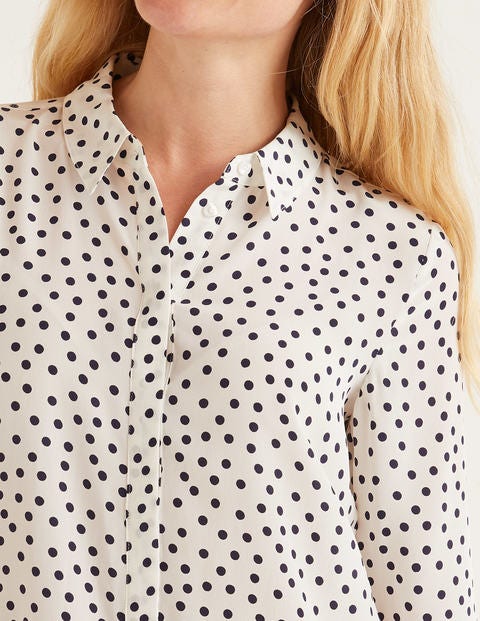 The Silk Shirt - Ivory and Navy, Scattered Spot The Silk Shirt - Ivory and Navy, Scattered Spot