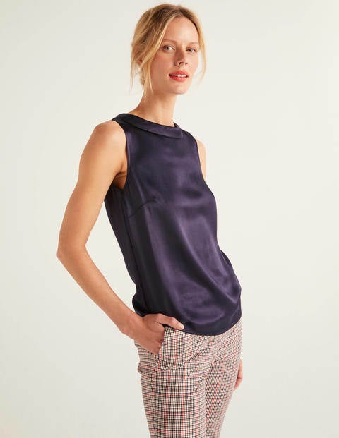 Top Beatrix en satin - Bleu marine Top Beatrix en satin - Bleu marine