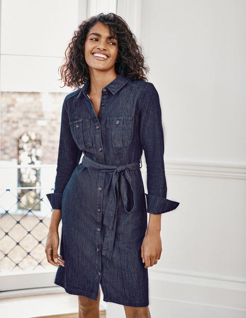 pocket denim shirt dress