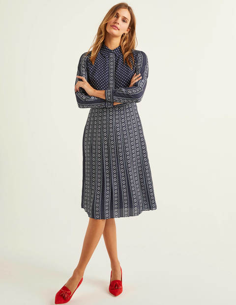 Clemency Hemdblusenkleid - Navy, Orbitmuster Clemency Hemdblusenkleid - Navy, Orbitmuster