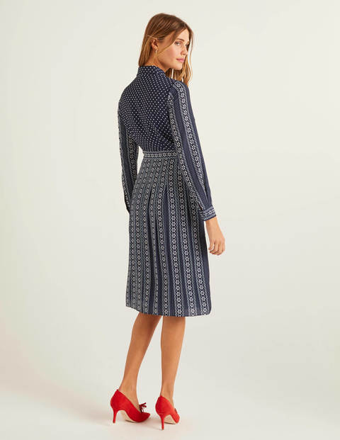Clemency Hemdblusenkleid - Navy, Orbitmuster Clemency Hemdblusenkleid - Navy, Orbitmuster