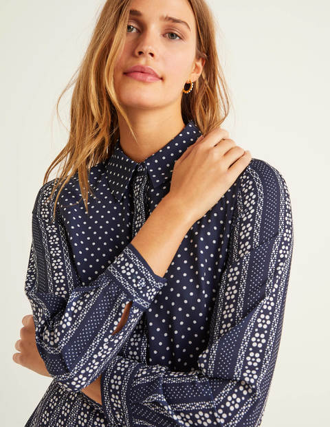 Clemency Hemdblusenkleid - Navy, Orbitmuster Clemency Hemdblusenkleid - Navy, Orbitmuster
