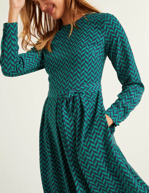 Lydia Dress - Forest, Chevron Tile Lydia Dress - Forest, Chevron Tile